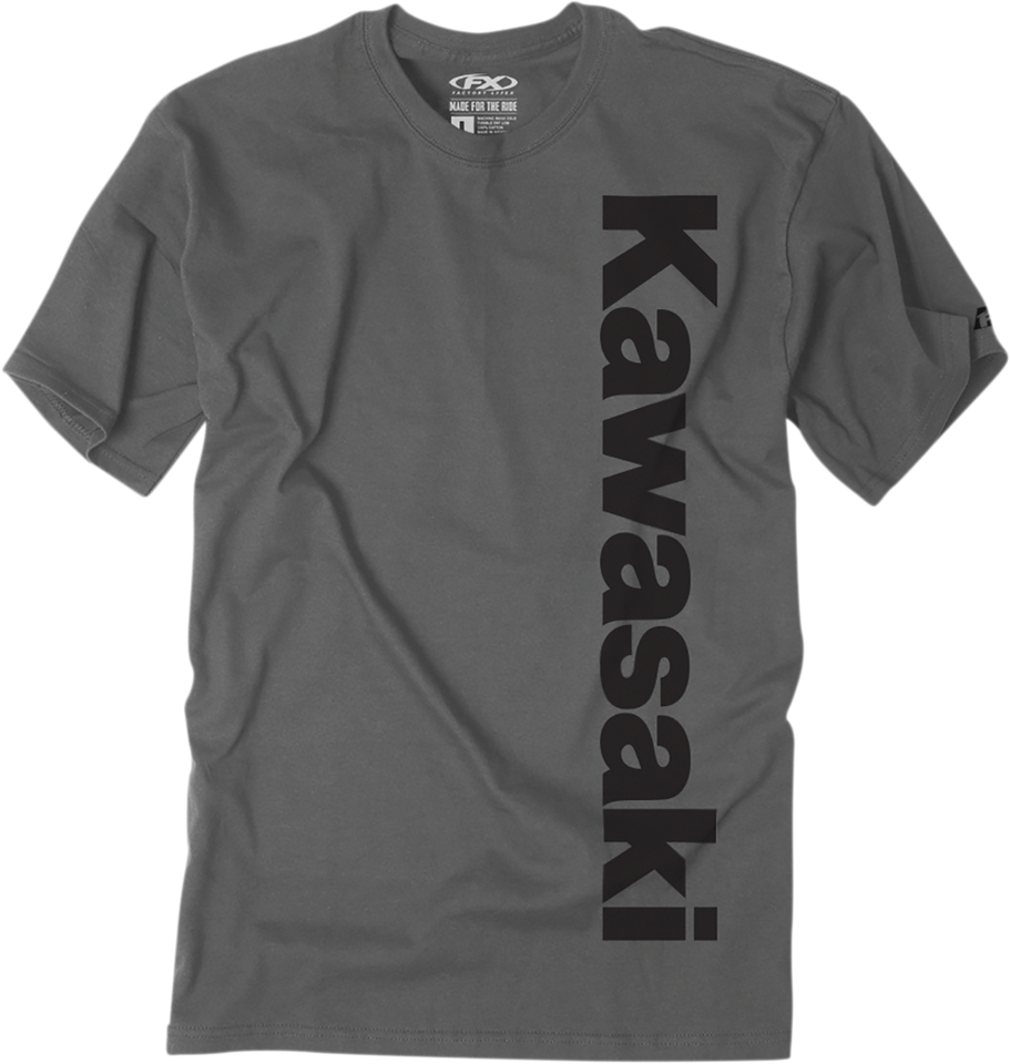 Kawasaki Vertical T-Shirt - Charcoal Gray - Medium - Lutzka's Garage