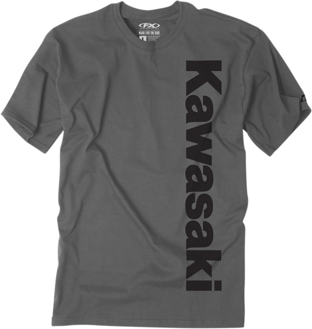 Kawasaki Vertical T-Shirt - Charcoal Gray - Medium - Lutzka's Garage