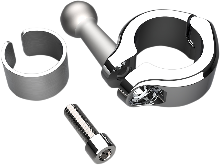 Ball Mount - Aluminum Clamp - 7/8" - 1" Handlebars - Chrome - Lutzka's Garage