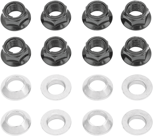 Flange Lug Nut - Locking - Silver - 8-Pack - Lutzka's Garage