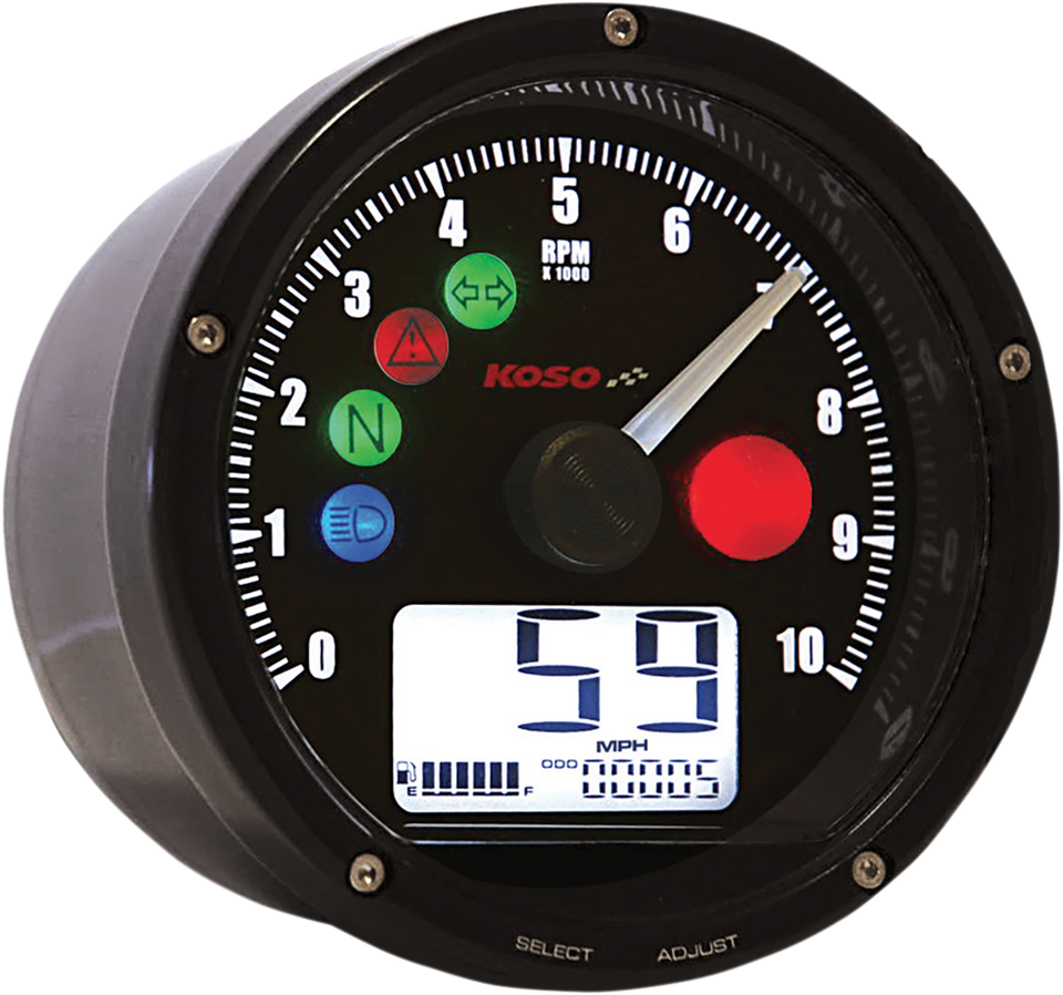 TNT-01 Electronic Speedometer/Tachometer - Black Face - Black Housing - 3" Diameter x 1.75" D - Lutzka's Garage