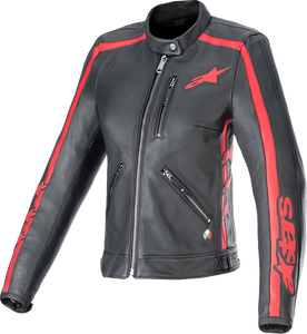 Stella Dyno Leather Jacket - Black/Haute Red - XS - Lutzka's Garage