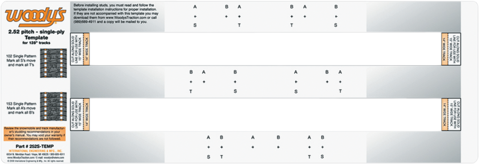 Studding Template - Track - 128" - 2.52" Pitch