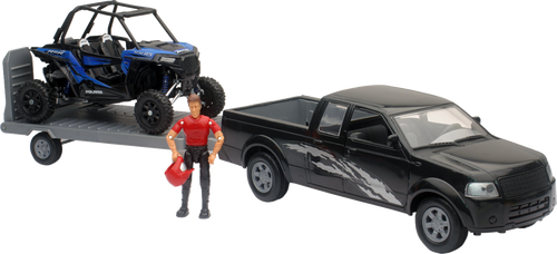 Pick Up Truck w/ Polaris RZR XP1000 - 1:18 Scale - Black/Blue - Lutzka's Garage