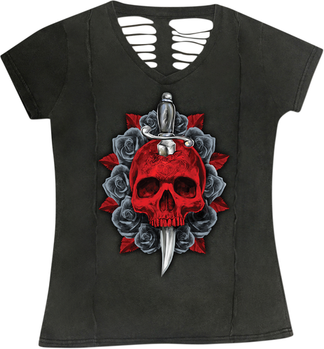 Womens Dagger Skull T-Shirt - Gray - Small - Lutzka's Garage