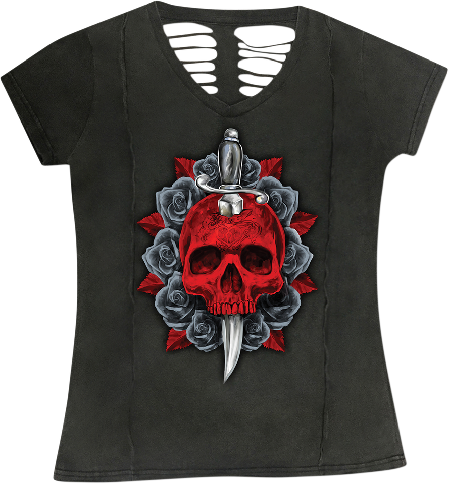 Womens Dagger Skull T-Shirt - Gray - Small - Lutzka's Garage