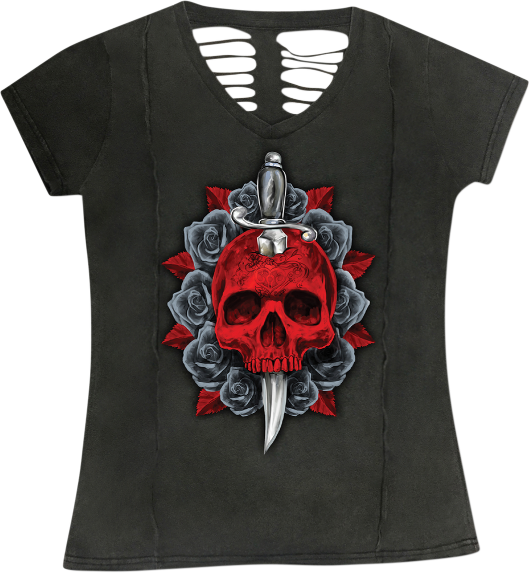 Womens Dagger Skull T-Shirt - Gray - Small - Lutzka's Garage