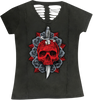 Womens Dagger Skull T-Shirt - Gray - Small - Lutzka's Garage