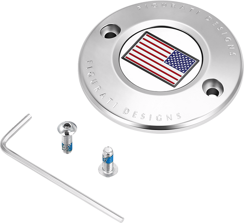 Timing Cover - 2 Hole - American Flag - Stainless Steel - Lutzka's Garage