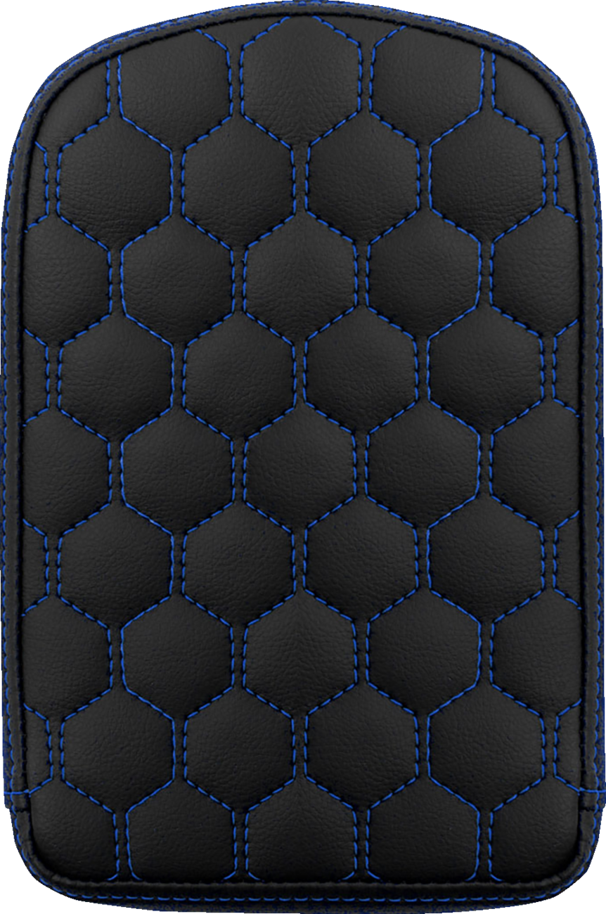 Road Sofa Sissy Bar Pad - Honeycomb - Blue Stitching