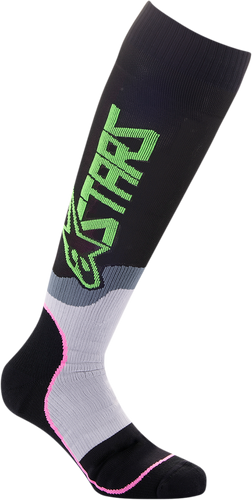 MX Plus-2 Socks - Black/Green/Neon/Pink Fluorescent - Medium - Lutzka's Garage