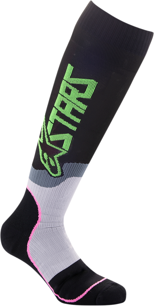 Youth MX Plus-2 Socks - Black/Green Neon/Pink Fluo