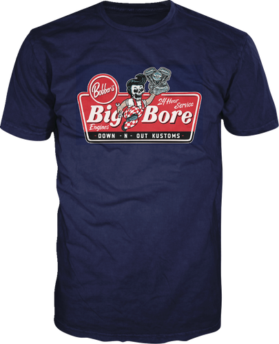 Down-N-Out Big Bore T-Shirt - Navy - Small - Lutzka's Garage