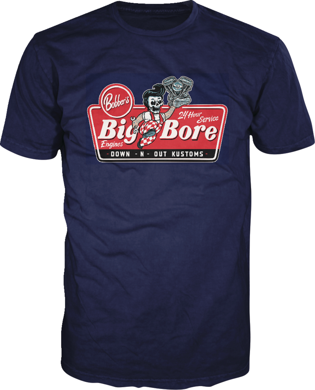 Down-N-Out Big Bore T-Shirt - Navy - Small - Lutzka's Garage