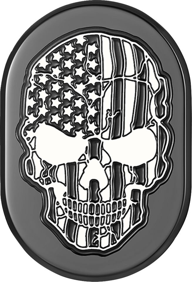 Antenna Cover - Left Rear Fender - Contrast Cut American Flag Skull - Black - Lutzka's Garage