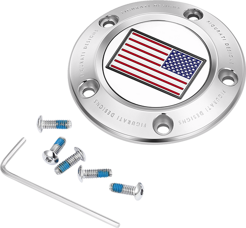 Timing Cover - 5 Hole - American Flag - Stainless Steel - Lutzka's Garage