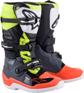 Youth Tech 7S Boots - Black/Gray/Red/White/Yellow - US 2 - Lutzka's Garage