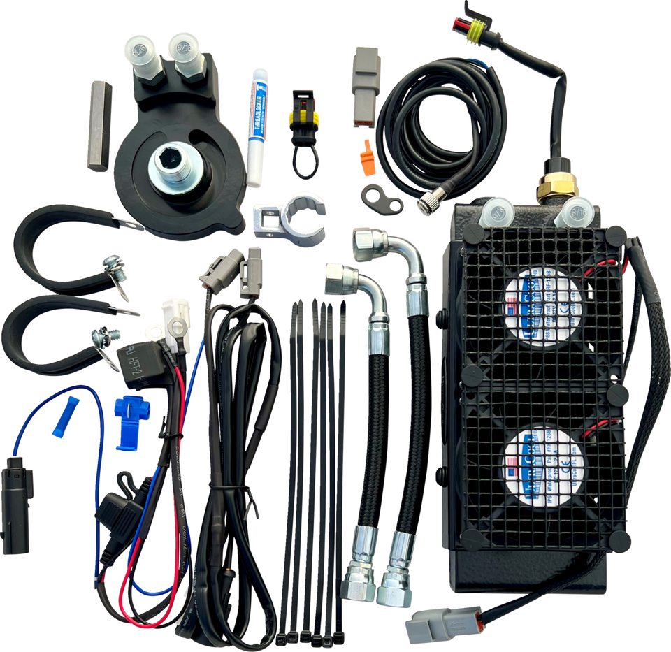 Oil Cooler Kit - Naked - Black - Softail/Touring/Trike - Lutzka's Garage