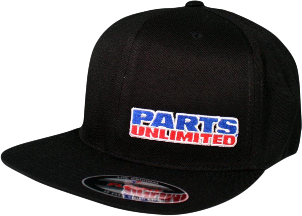 Parts Unlimited Flat Bill Hat - Black - Lutzka's Garage