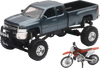 Chevrolet Silverado Offroad Pick Up w/ Honda Dirt Bike - 1:32 Scale - Gray/Black/Red - Lutzka's Garage