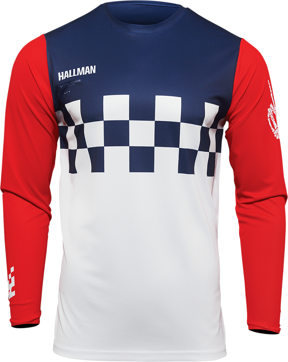 Hallman Differ Cheq Jersey - White/Red/Blue - Small - Lutzka's Garage