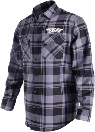 Drag Specialties Long-Sleeve Flannel Shirt - Gray/Black - Small - Lutzka's Garage