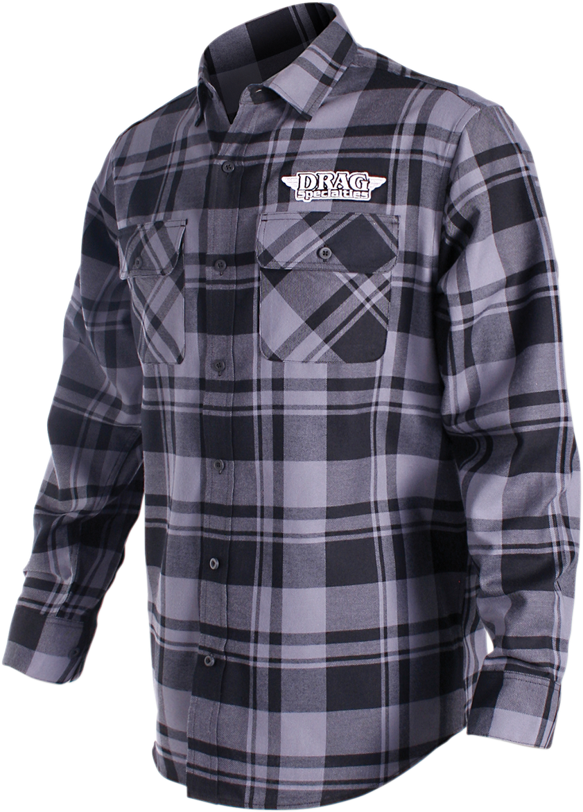 Drag Specialties Long-Sleeve Flannel Shirt - Gray/Black - Small - Lutzka's Garage