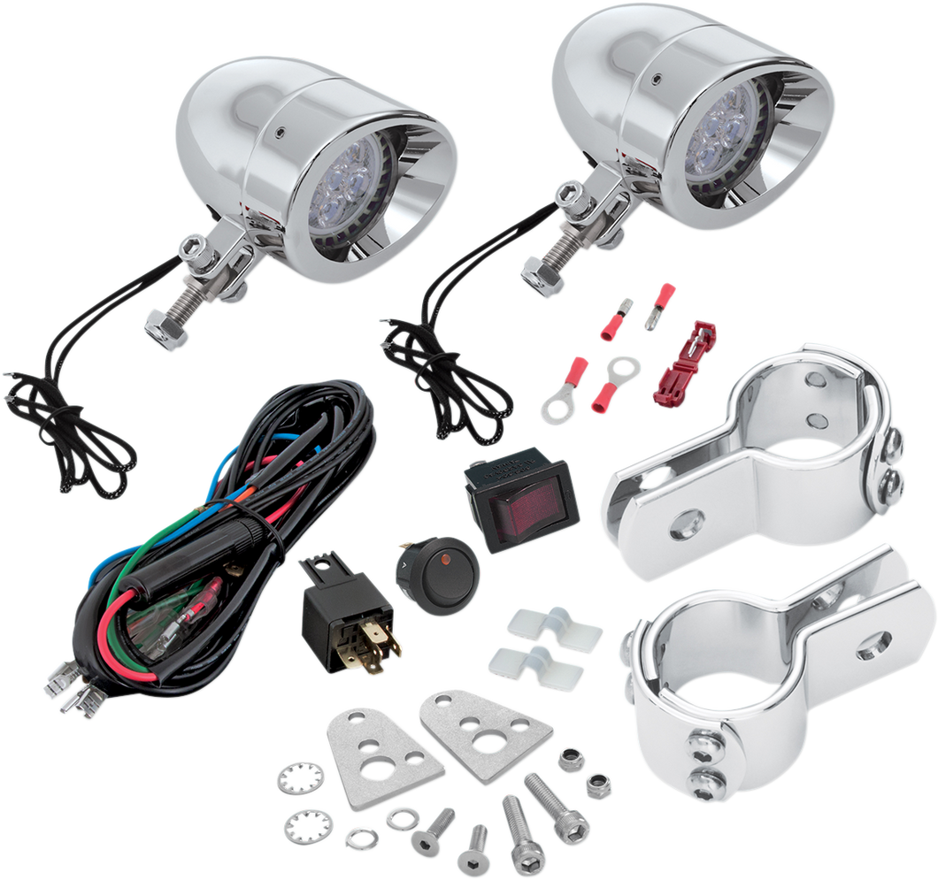 LED Mini Driving Lights Kit - Chrome - Lutzka's Garage