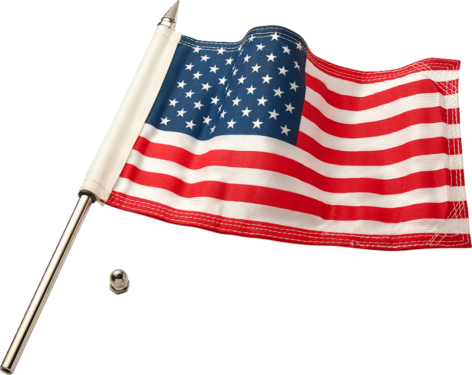 Flag Pole - 12" - With 6"x9" American Flag - Polished Stainless Steel - Lutzka's Garage