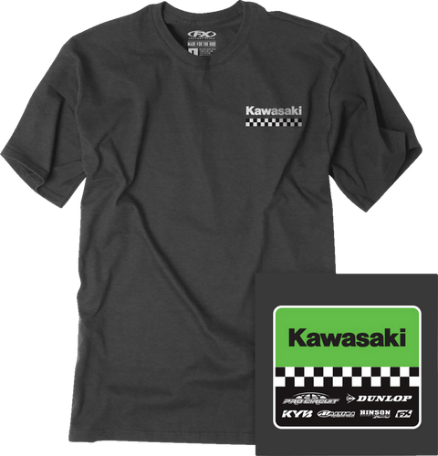 Kawasaki Starting Line T-Shirt - Heather Charcoal - Medium - Lutzka's Garage