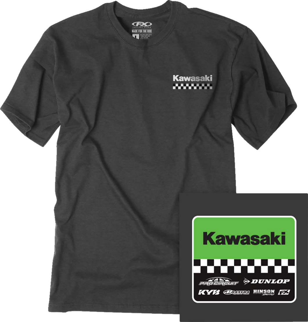 Kawasaki Starting Line T-Shirt - Heather Charcoal - Medium - Lutzka's Garage