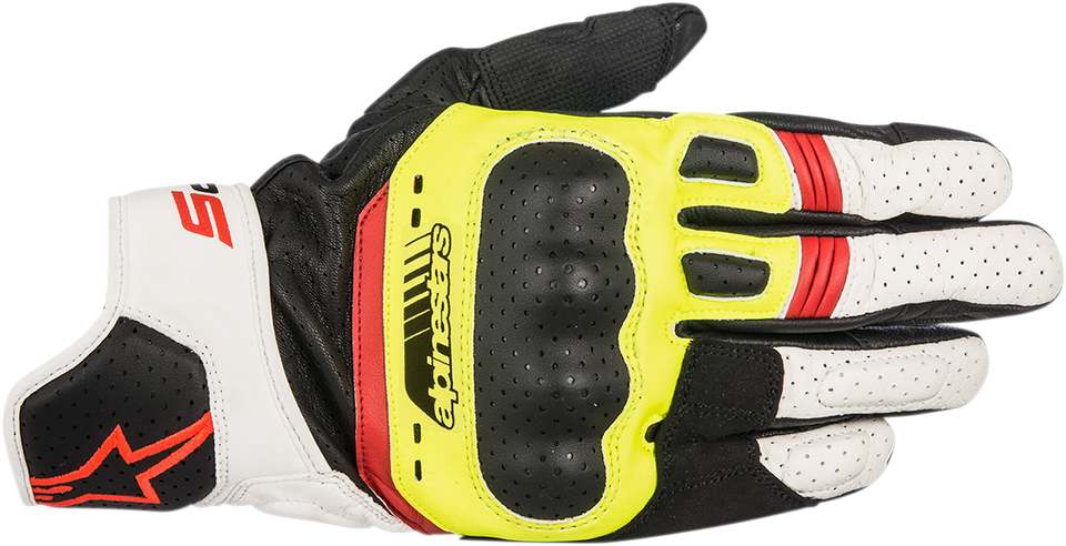 SP-5 Gloves - Black/Fluo Yellow/White/Fluo Red - Small - Lutzka's Garage