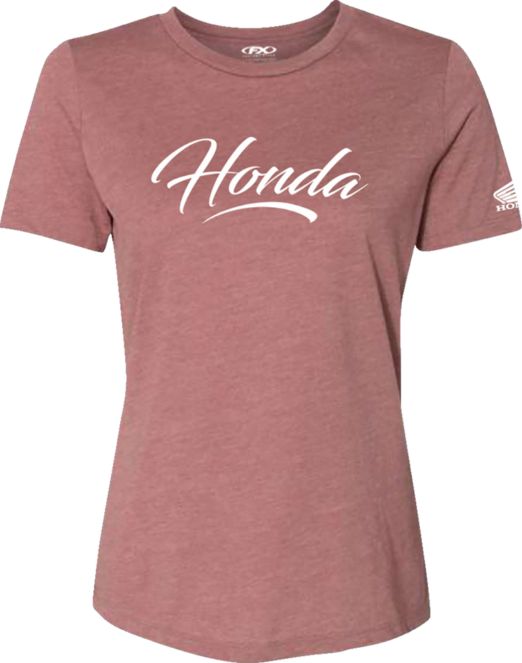 Womens Honda Script T-Shirt - Heather Mauve - Small - Lutzka's Garage