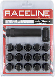 Lug Nuts - Spline Socket - 1/2"-20 - with Spline Key - Black - 16 Pack - Lutzka's Garage