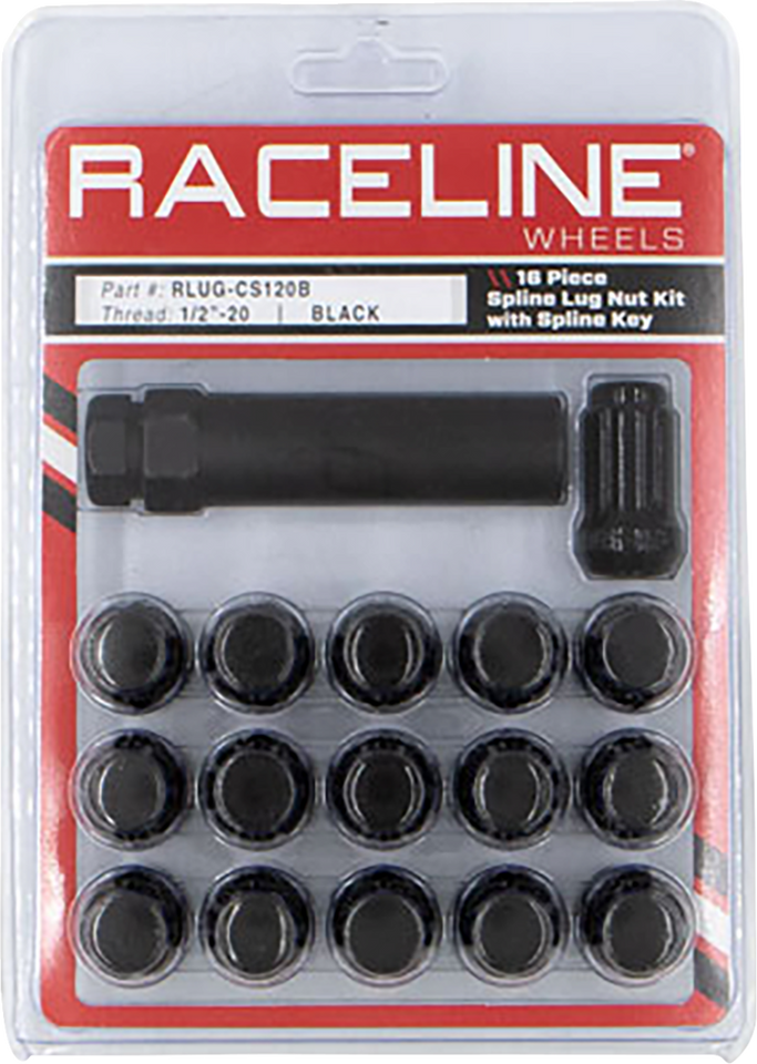 Lug Nuts - Spline Socket - 1/2"-20 - with Spline Key - Black - 16 Pack - Lutzka's Garage