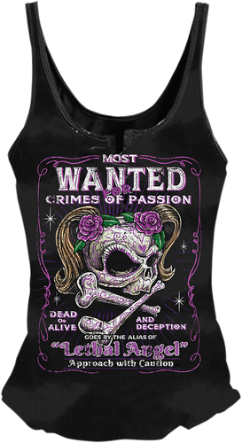 Womens Most Wanted Tank Top - Black - 1XL - Lutzka's Garage