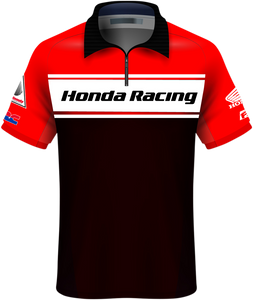 Honda Team Pit Shirt - Red/Black/White - Medium - Lutzka's Garage