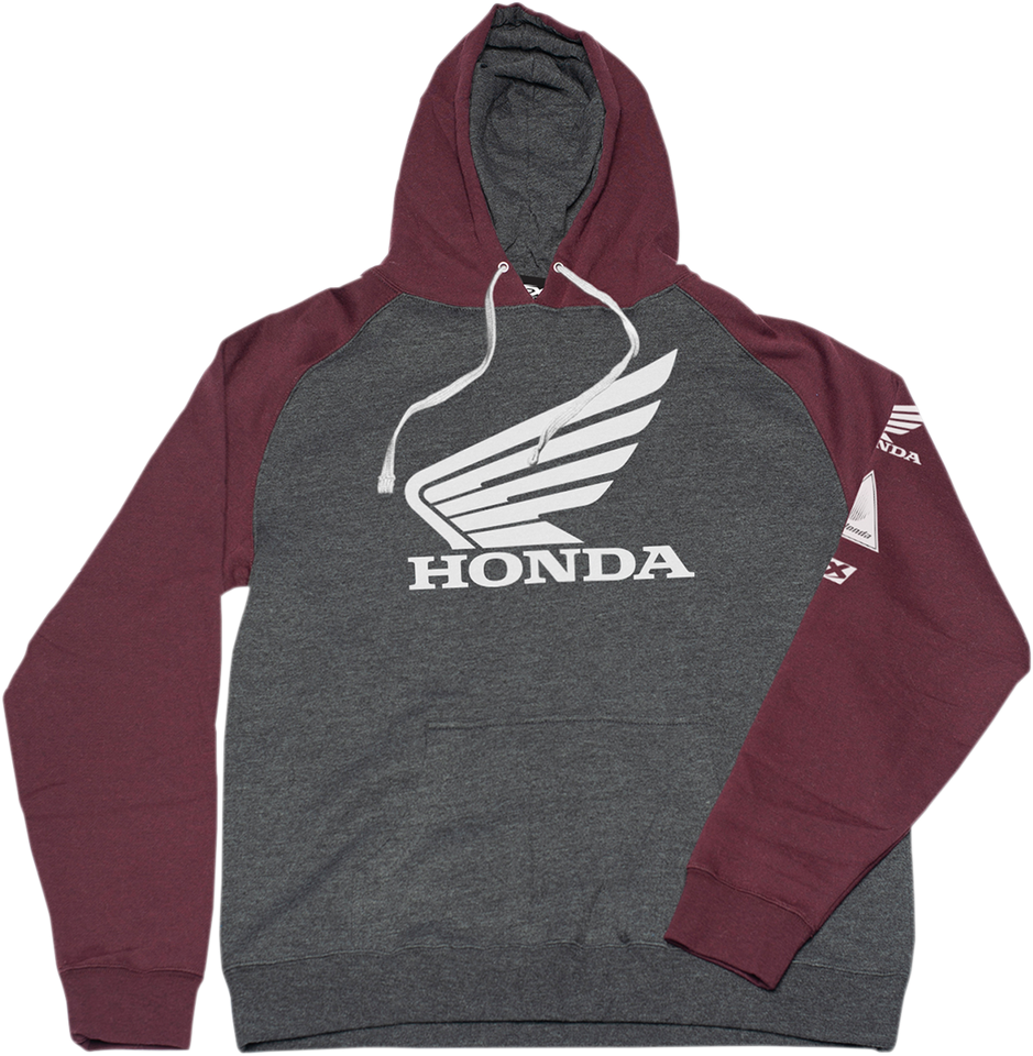 Honda Wing Hoodie - Charcoal/Burgundy - Medium - Lutzka's Garage