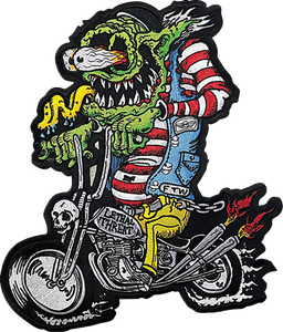 Monster Biker Embroidered Patch - Large - Lutzka's Garage