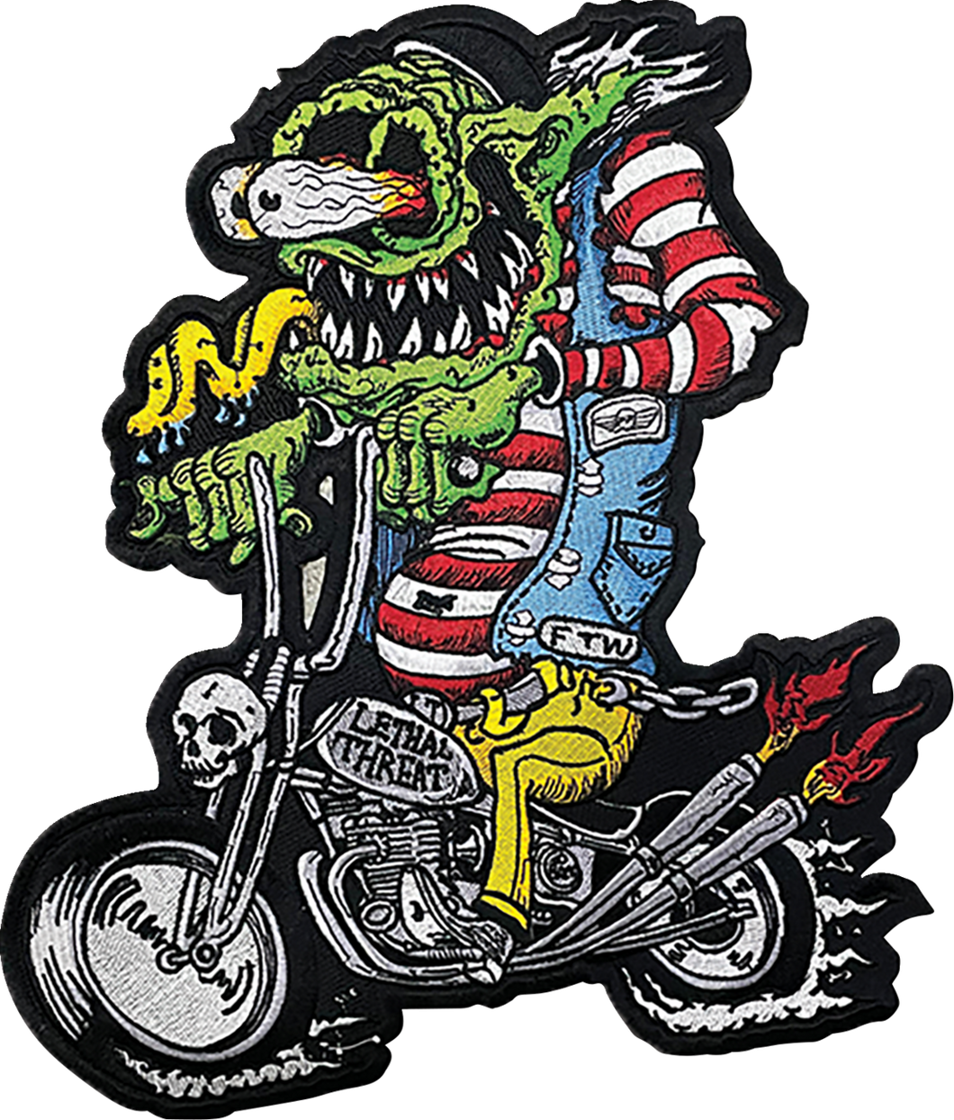 Monster Biker Embroidered Patch - Large - Lutzka's Garage