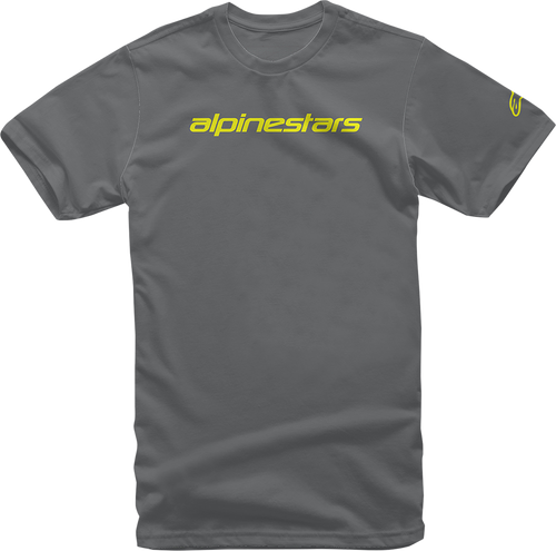 Linear Wordmark T-Shirt - Charcoal/Fluorescent Yellow - Medium - Lutzka's Garage