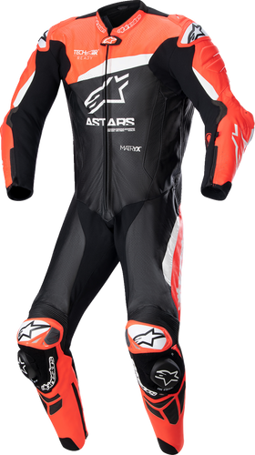 GP Plus v4 Leather Suit - Black/Red Fluo/White - US 38 / EU 48 - Lutzka's Garage