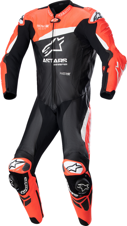 GP Plus v4 Leather Suit - Black/Red Fluo/White - US 38 / EU 48 - Lutzka's Garage