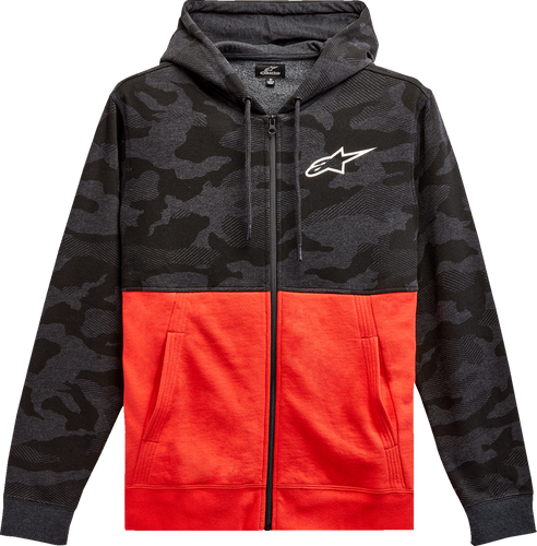 Camo Block Hoodie - Charcoal Heather/Warm Red - Medium - Lutzka's Garage