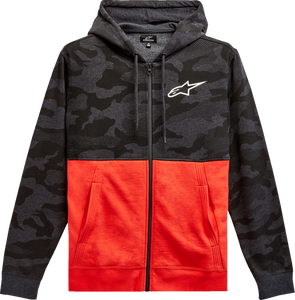 Camo Block Hoodie - Charcoal Heather/Warm Red - Medium - Lutzka's Garage