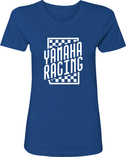 Womens Yamaha Racing Check T-Shirt - Blue - Small - Lutzka's Garage