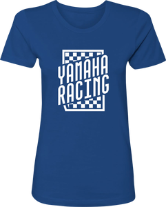 Womens Yamaha Racing Check T-Shirt - Blue - Small - Lutzka's Garage