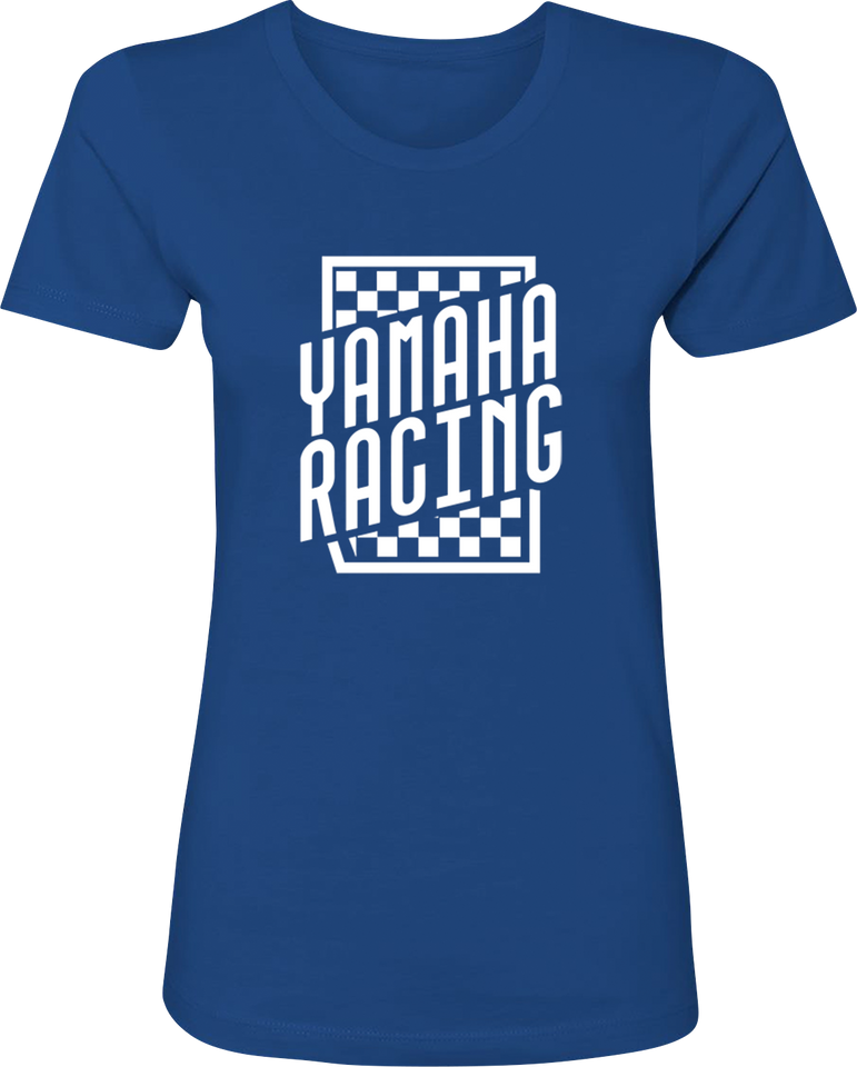 Womens Yamaha Racing Check T-Shirt - Blue - Small - Lutzka's Garage