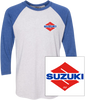 Suzuki Wedge Baseball T-Shirt - White/Royal - 2XL - Lutzka's Garage