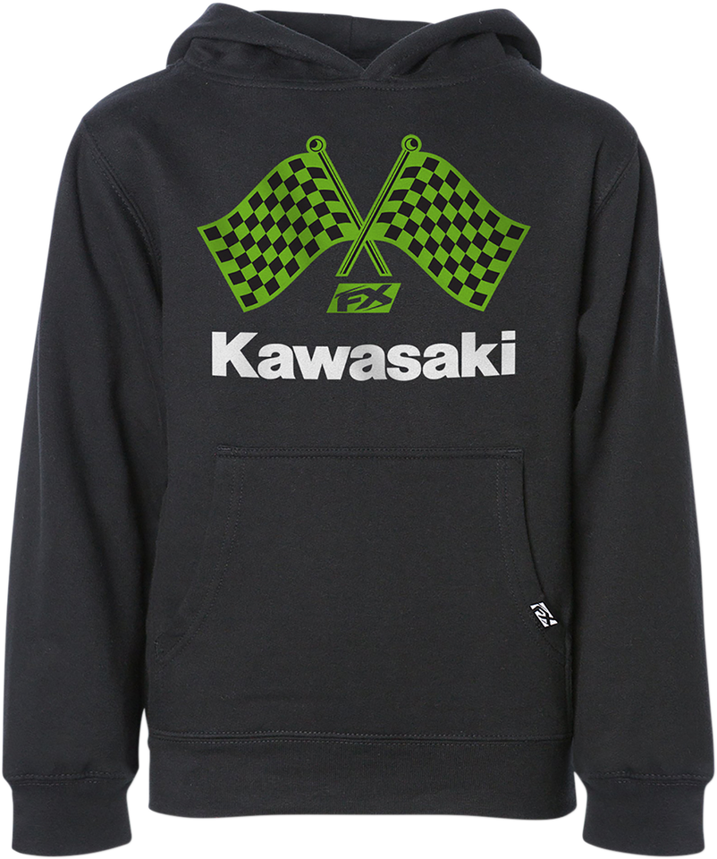 Youth Kawasaki Finishline Hoodie - Black - Small - Lutzka's Garage